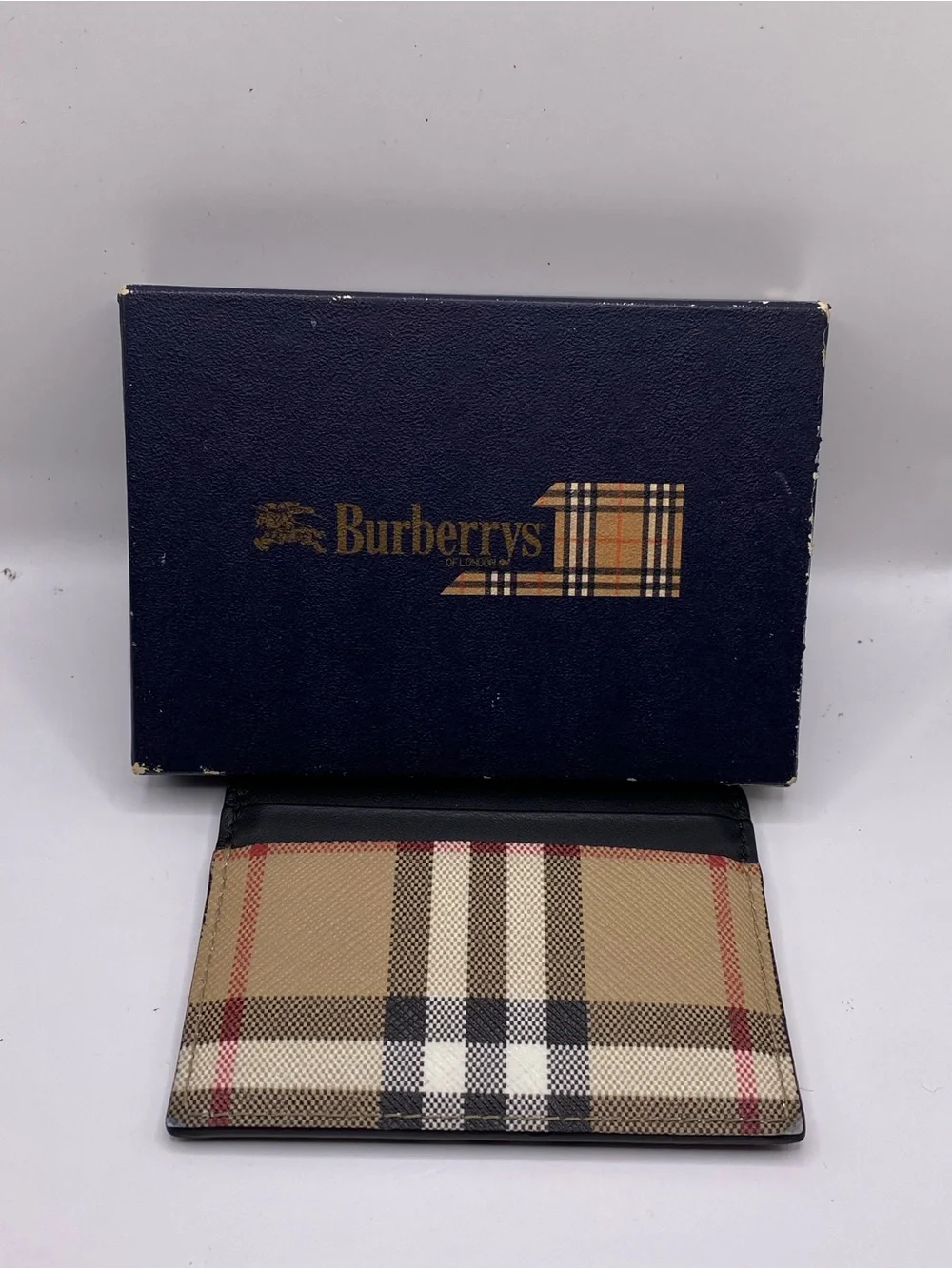 Burberry Black & Beige Vintage Check Card Holder